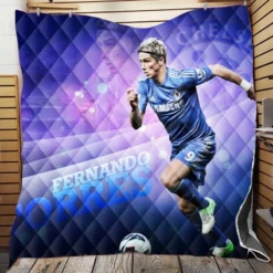 Powerfull Chelsea Soccer Player Fernando Torres Quilt Blanket
