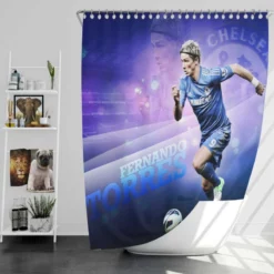 Powerfull Chelsea Soccer Player Fernando Torres Shower Curtain