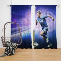 Powerfull Chelsea Soccer Player Fernando Torres Window Curtain