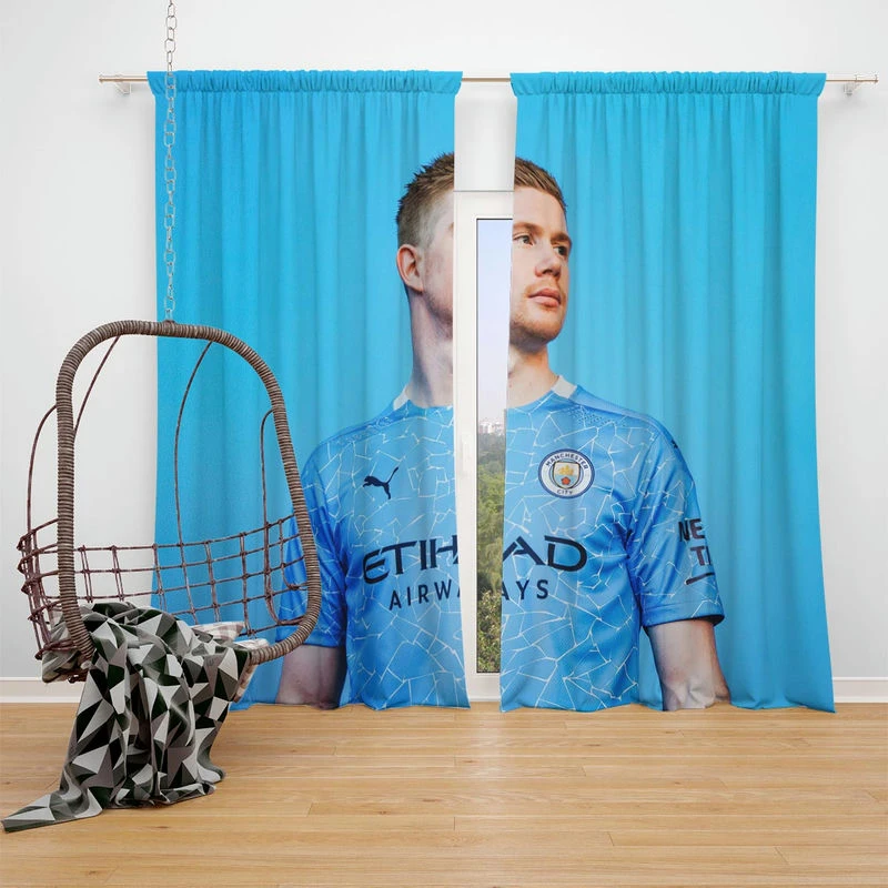 Powerfull Man City Football Player Kevin De Bruyne Window Curtain