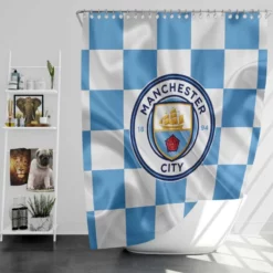 Professional English Football Club Manchester City Logo Shower Curtain