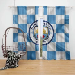 Professional English Football Club Manchester City Logo Window Curtain