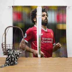 Professional Football Player Mohamed Salah Window Curtain