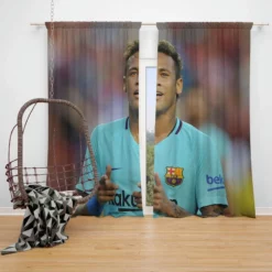 Professional Footballer Player Neymar Window Curtain