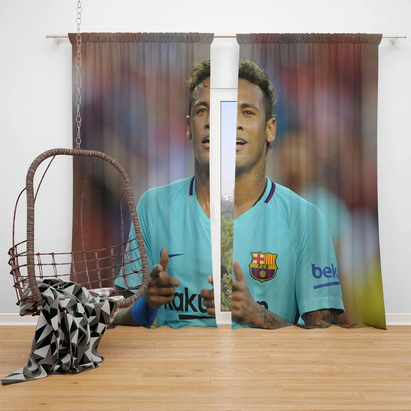 Professional Footballer Player Neymar Window Curtain