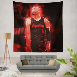 Professional NBA Basketball Player Damian Lillard Tapestry