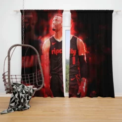 Professional NBA Basketball Player Damian Lillard Window Curtain