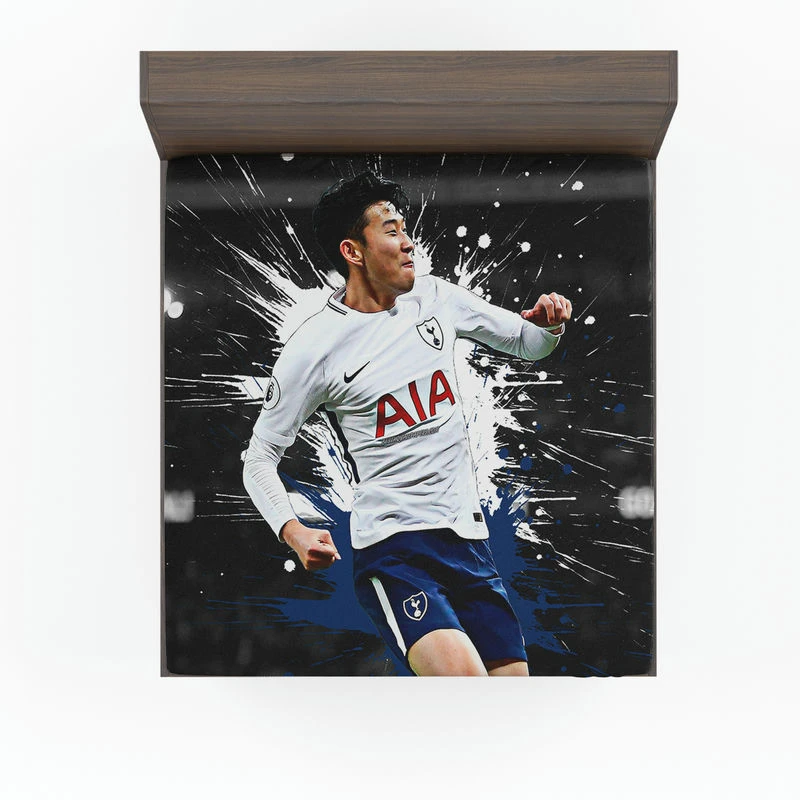 Professional Soccer Player Son Heung Min Fitted Sheet