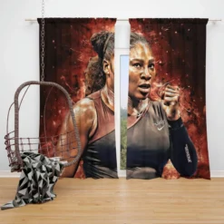 Professional Tennis Player Serena Williams Window Curtain