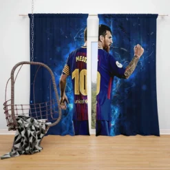 Promising Barca Footballer Player Lionel Messi Window Curtain