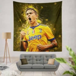 Prompt Juve Footballer Player Paulo Dybala Tapestry