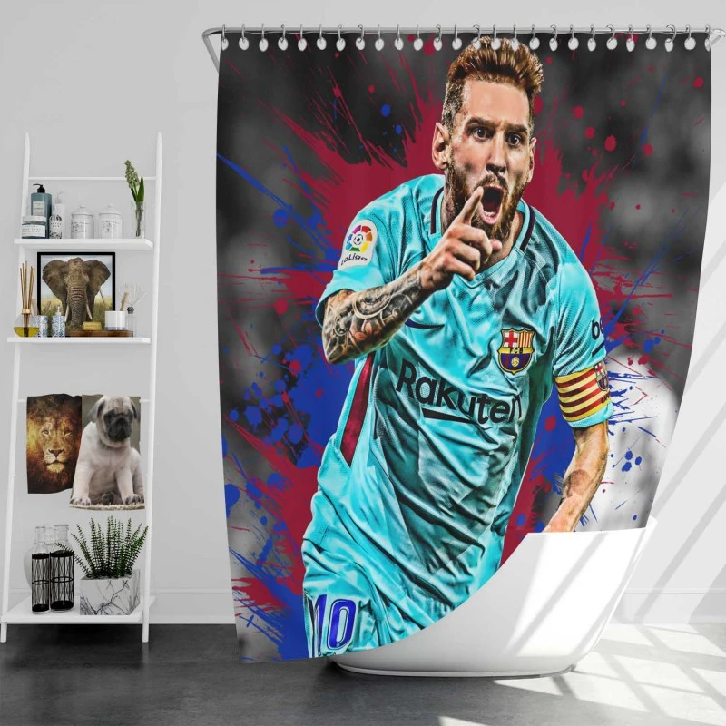 Proud Football Player Lionel Messi Shower Curtain