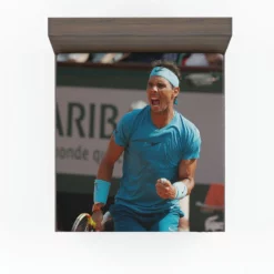 Rafael Nadal encouraging Tennis Fitted Sheet