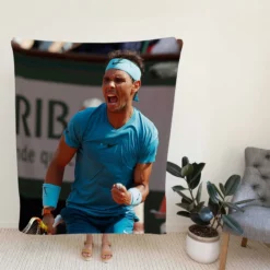Rafael Nadal encouraging Tennis Fleece Blanket