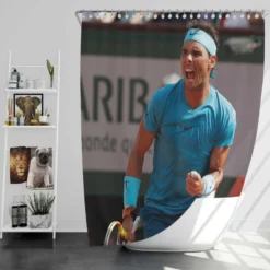 Rafael Nadal encouraging Tennis Shower Curtain