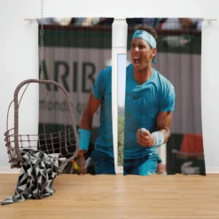 Rafael Nadal encouraging Tennis Window Curtain