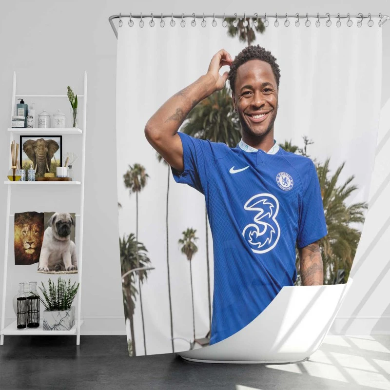 Raheem Sterling Extraordinary Chelsea Football Shower Curtain