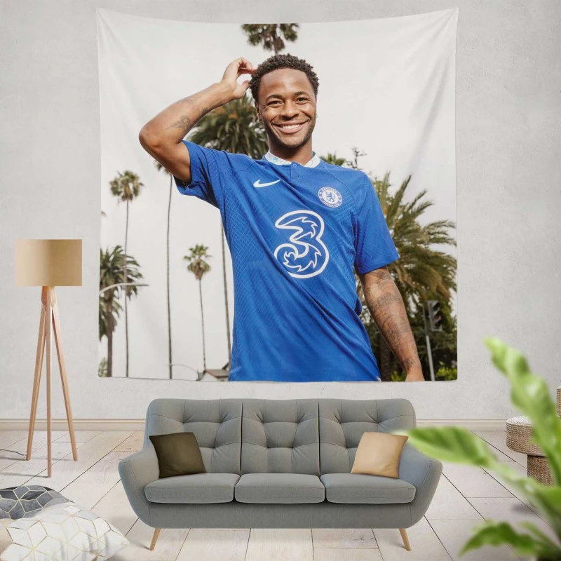 Raheem Sterling Extraordinary Chelsea Football Tapestry