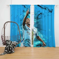 Raheem Sterling Passionate Football Window Curtain