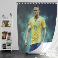 Ready Brazil Footballer Player Neymar Shower Curtain