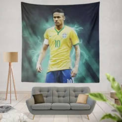 Ready Brazil Footballer Player Neymar Tapestry