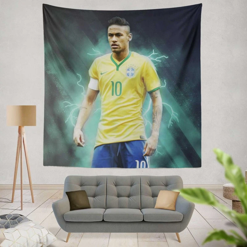 Ready Brazil Footballer Player Neymar Tapestry