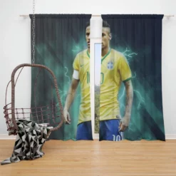 Ready Brazil Footballer Player Neymar Window Curtain