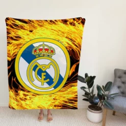 Real Madrid Fire Logo Fleece Blanket