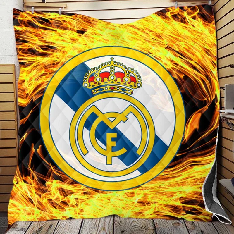 Real Madrid Fire Logo Quilt Blanket