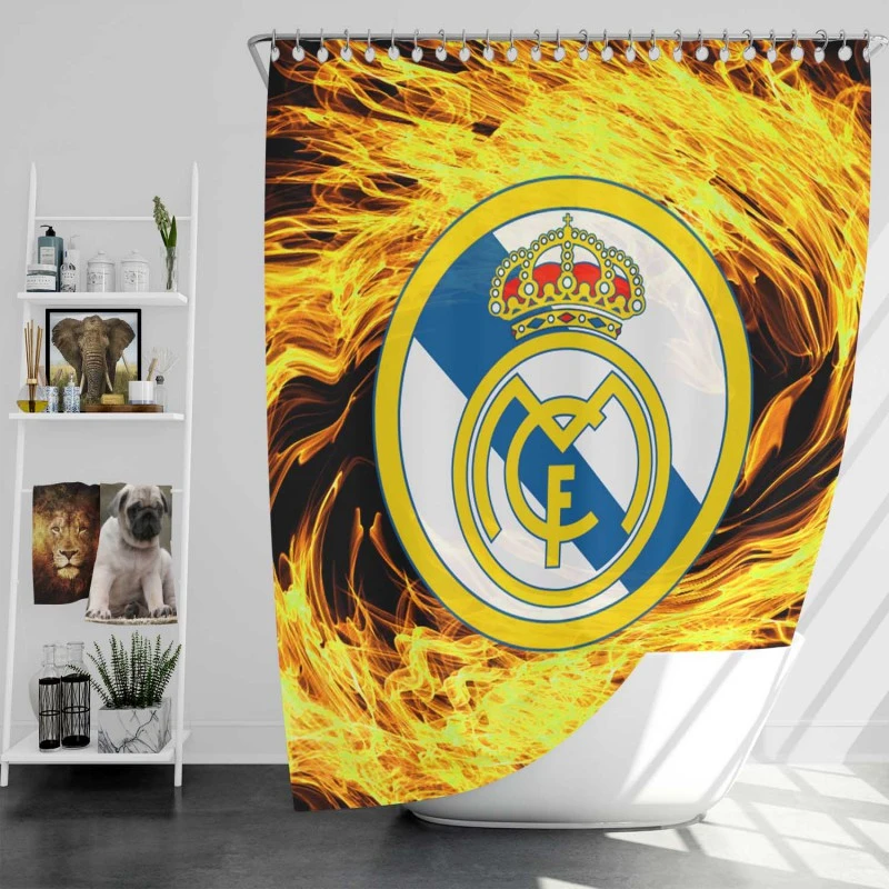 Real Madrid Fire Logo Shower Curtain