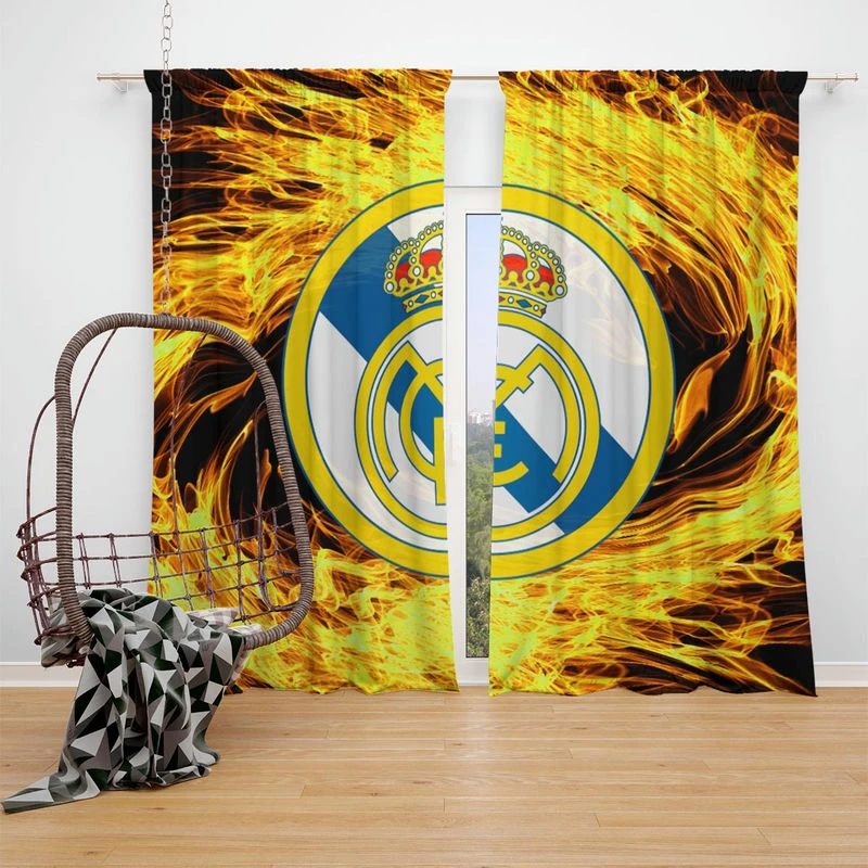 Real Madrid Fire Logo Window Curtain