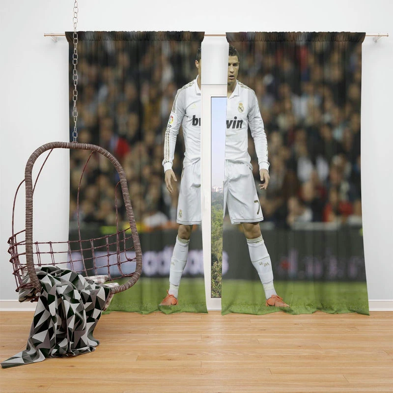 Real Madrid Soccer Player Cristiano Ronaldo Window Curtain