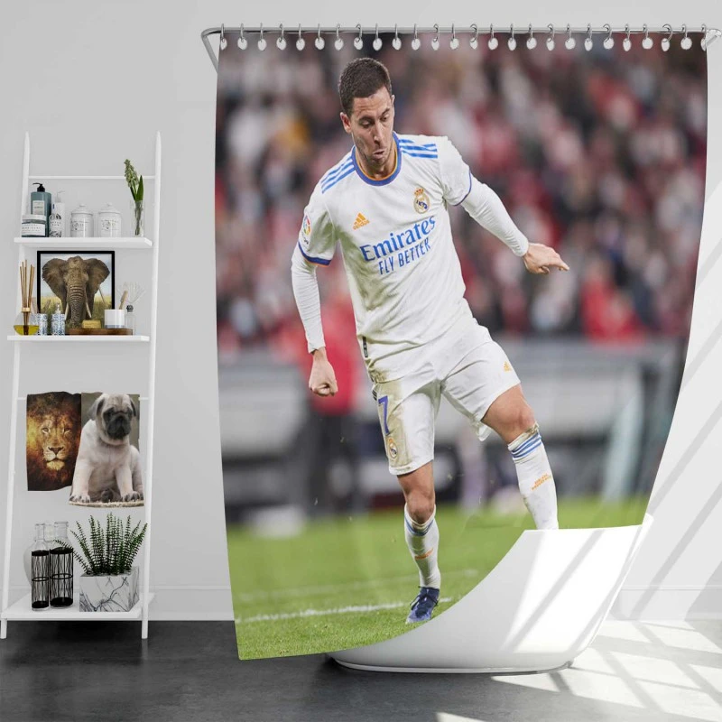 Real Madrid Star Football Player Eden Hazard Shower Curtain