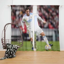 Real Madrid Star Football Player Eden Hazard Window Curtain