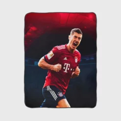 Robert Lewandowski Celebrated Football Player Fleece Blanket 1