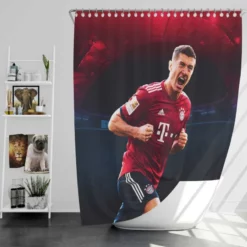 Robert Lewandowski Celebrated Football Player Shower Curtain