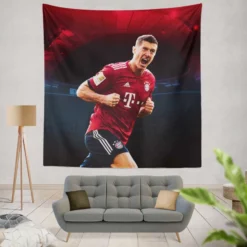 Robert Lewandowski Celebrated Football Player Tapestry