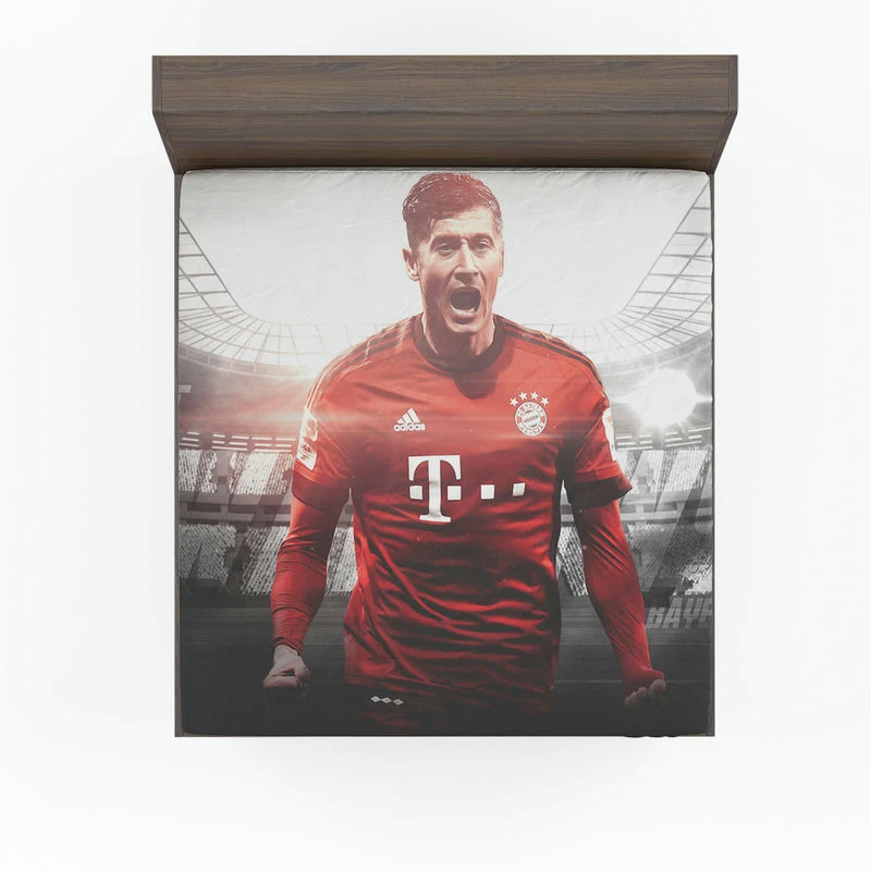 Robert Lewandowski Competitive Football Player Fitted Sheet