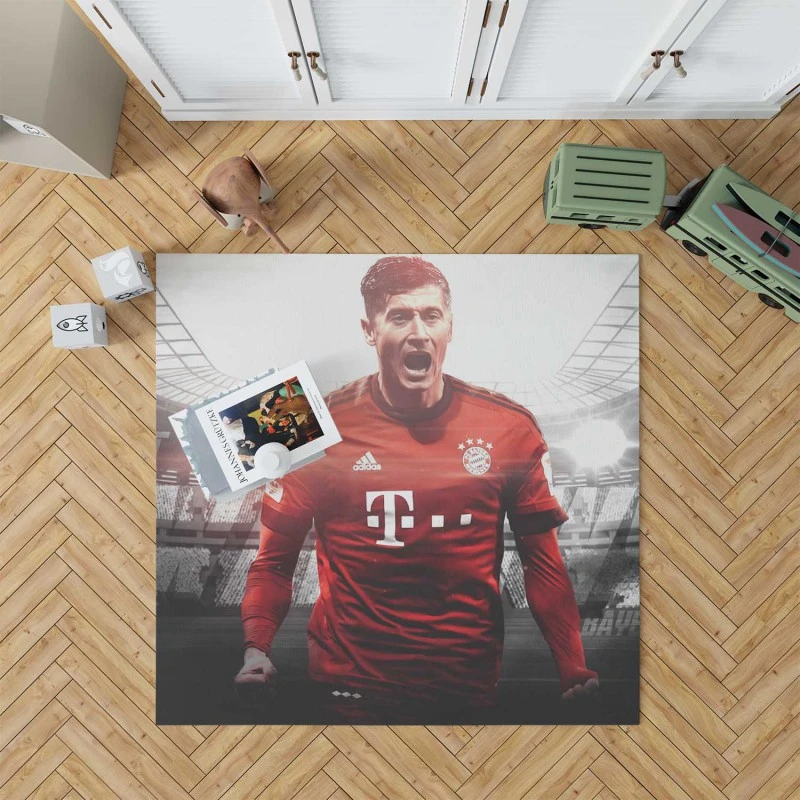 Robert Lewandowski Competitive Football Player Rug