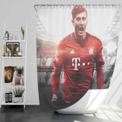 Robert Lewandowski Competitive Football Player Shower Curtain