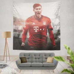 Robert Lewandowski Competitive Football Player Tapestry