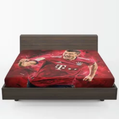 Robert Lewandowski Focused Football Player Fitted Sheet 1