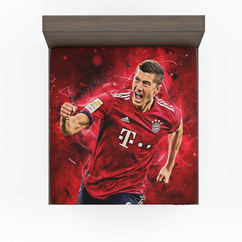 Robert Lewandowski Focused Football Player Fitted Sheet