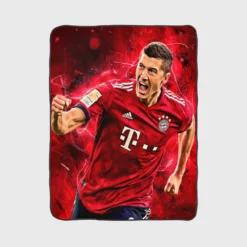 Robert Lewandowski Focused Football Player Fleece Blanket 1