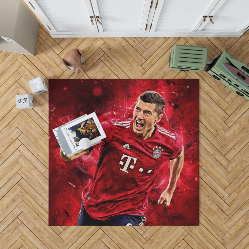 Robert Lewandowski Focused Football Player Rug