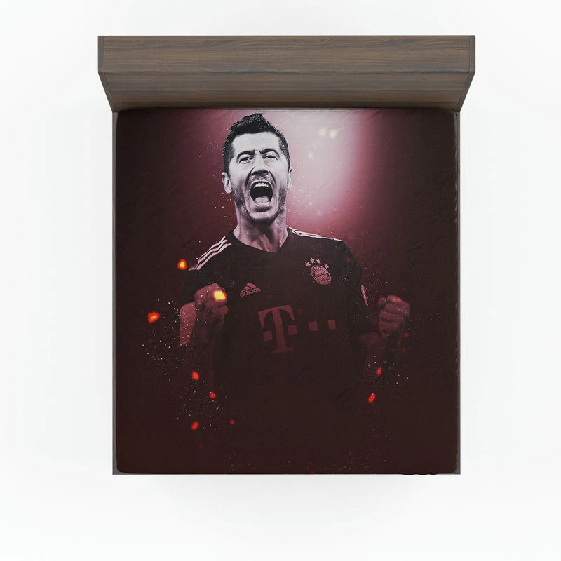 Robert Lewandowski Graceful Football Player Fitted Sheet