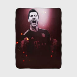 Robert Lewandowski Graceful Football Player Fleece Blanket 1