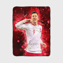 Robert Lewandowski Hardworking Polish Sports Player Fleece Blanket 1