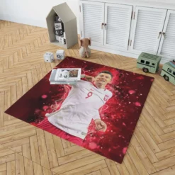 Robert Lewandowski Hardworking Polish Sports Player Rug 1