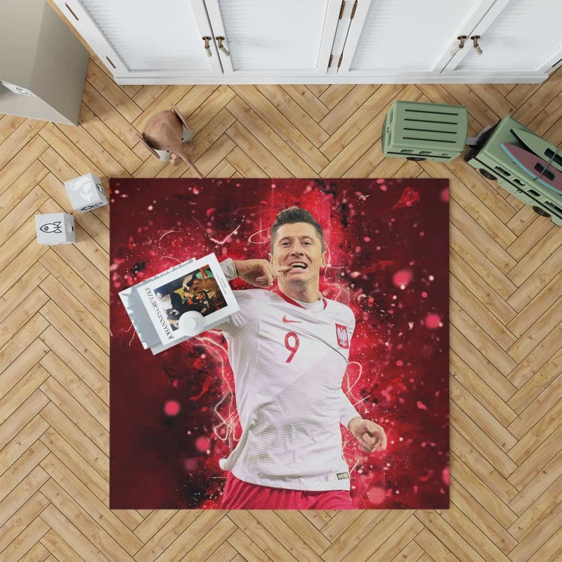 Robert Lewandowski Hardworking Polish Sports Player Rug